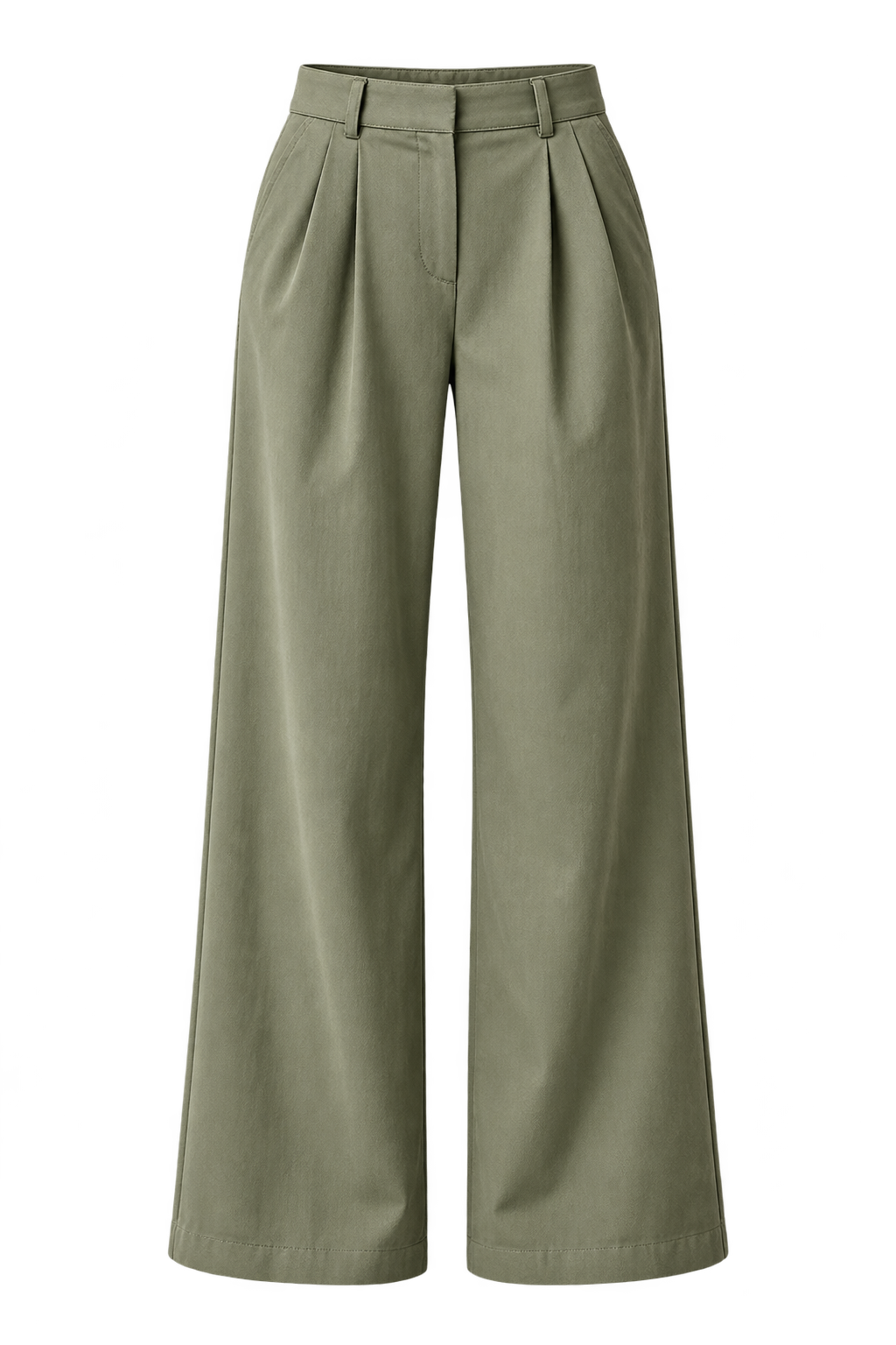 Realistic olive-sage wide-leg petite trousers